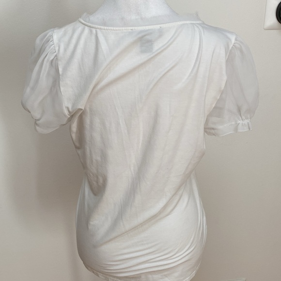 WHBM white ruffle front blouse size Large - Picture 3 of 8